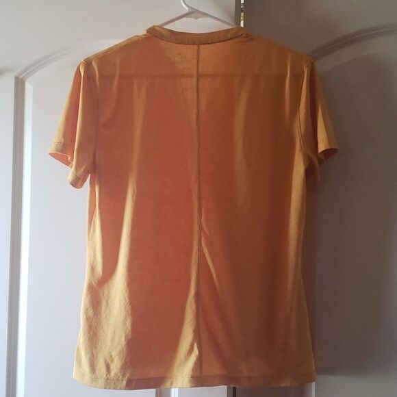 Nike Womens Dri Fit Orange Short Sleeve Athletic Lightweight V-Neck Top Size MED - Picture 4 of 4